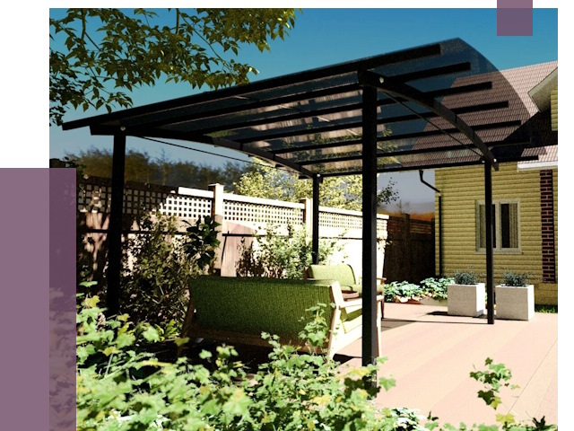 Навесы для террасы в Междуреченске от 12884 руб. под ключ | ПРОЛЁТ-Мжд