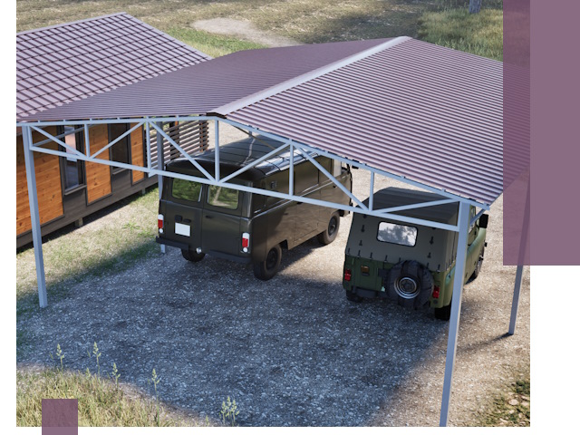 Двускатные навесы под ключ в Междуреченске — изготовление и монтаж